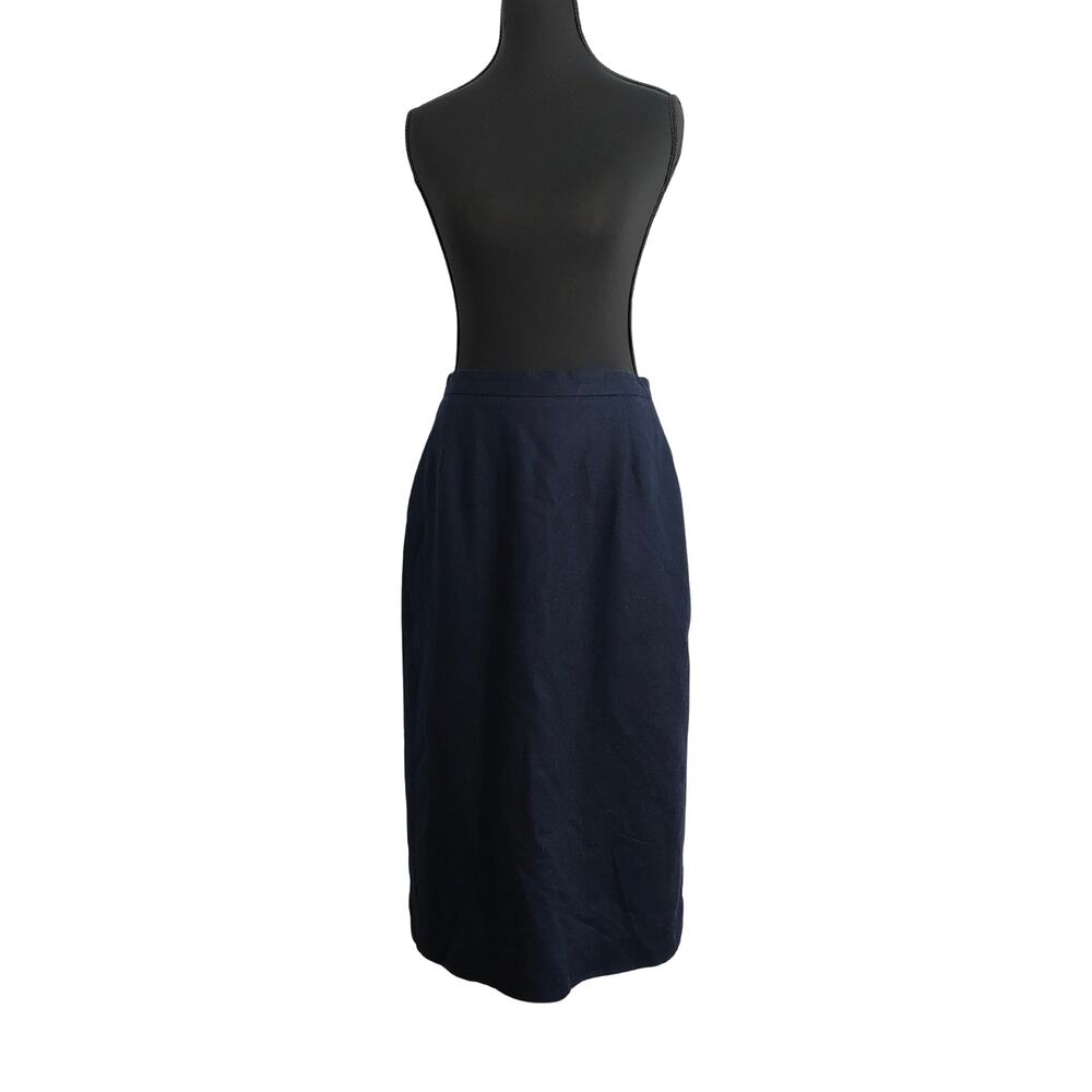David George Blue Knee Length Wool Skirt Size 10 VTG